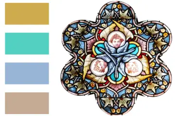 A stained glass window and its color palette.